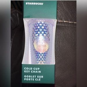 Starbucks 2023 🤍 Unicorn Bling Studded Keychain Iridescent
